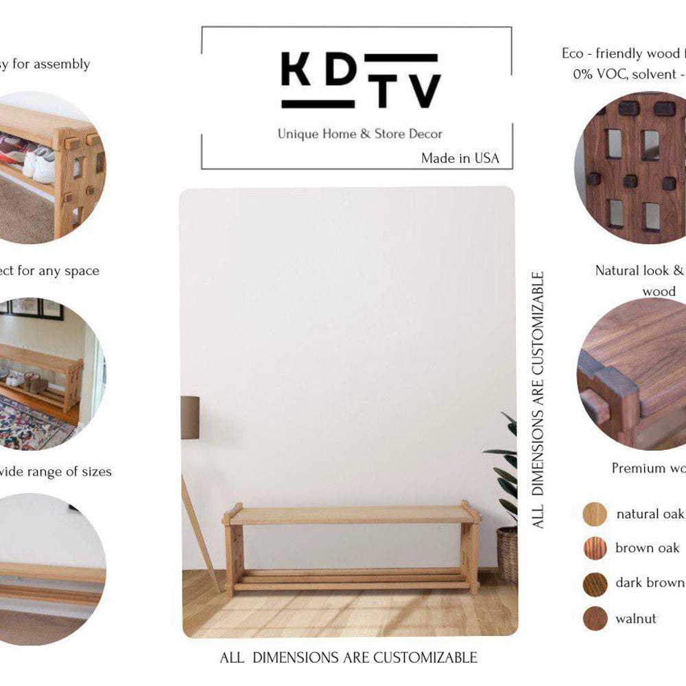 Shoes Bench Shoe Rack Bench Entryway Shoe Rack Storage Bench with Shelf Solid Wood Bench Oak Shoe Bench, Custom Gift - Image 2