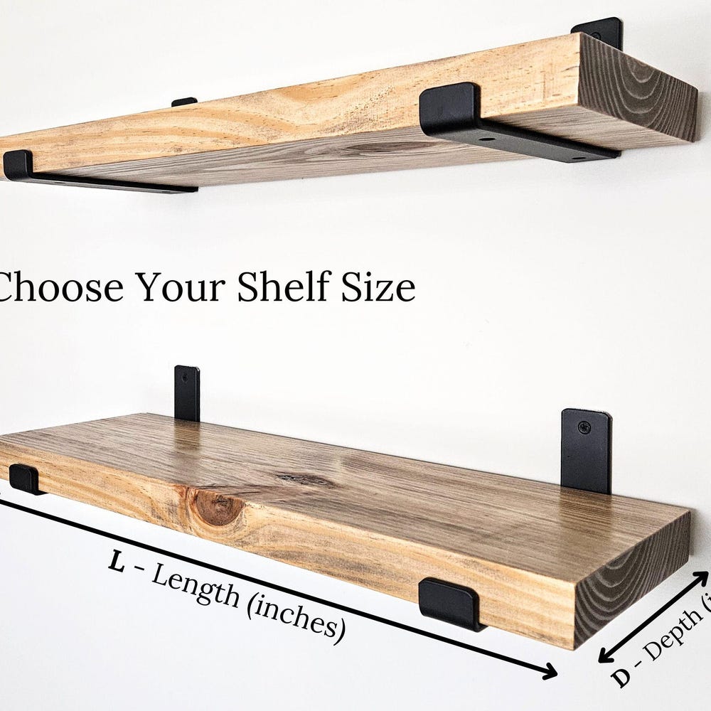 SET OF TWO Floating Wood Shelves – Premium Rustic Shelving with Industrial Brackets – Handmade by CraftsmanSmith –Ships in 48 Hours or Less! - Image 8