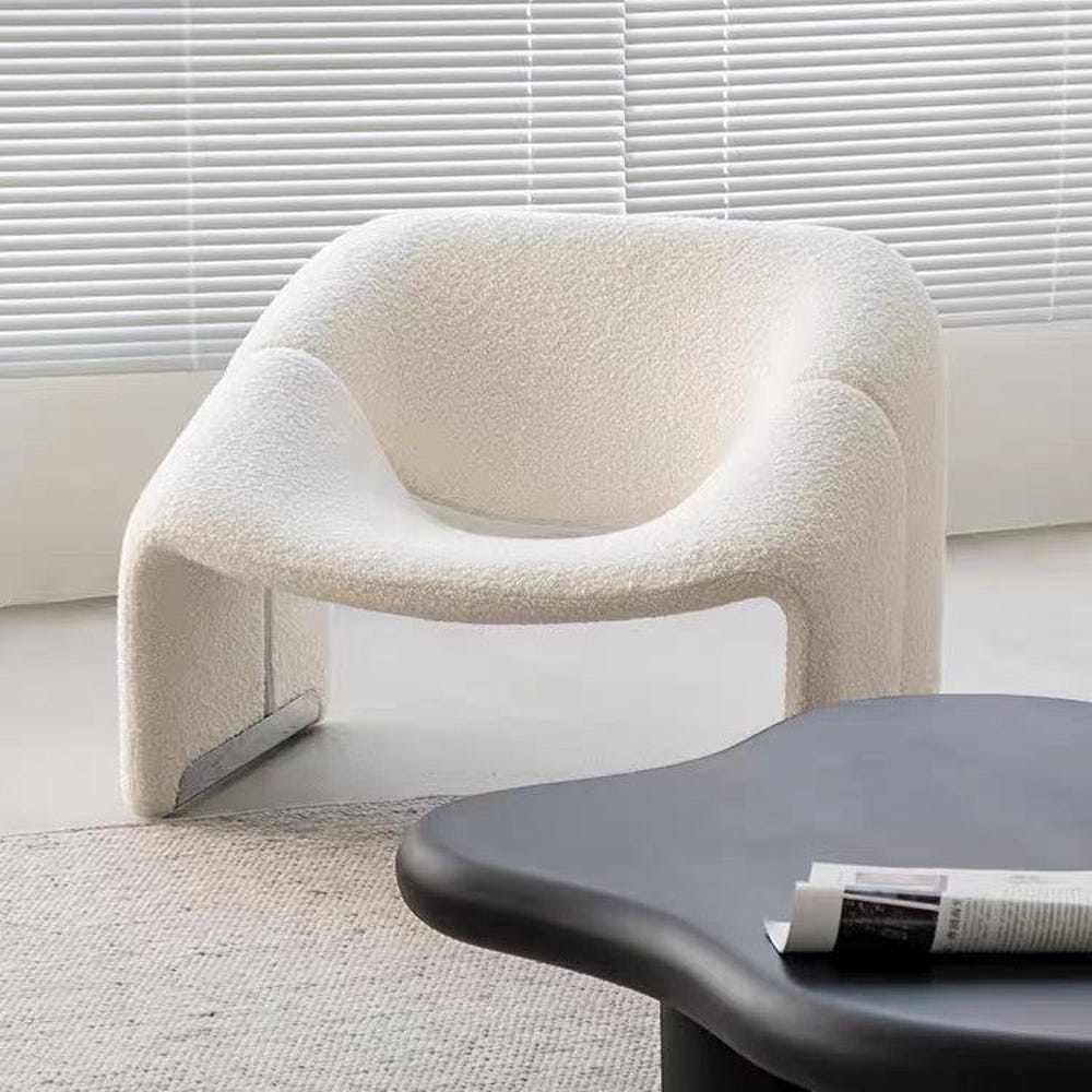 White Boucle Armchair | Modern Accent Chair | Plush Kids-Friendly Lounge Chair,Sofa and Armchair Set Option,Contemporary Living Room Seating - Image 2