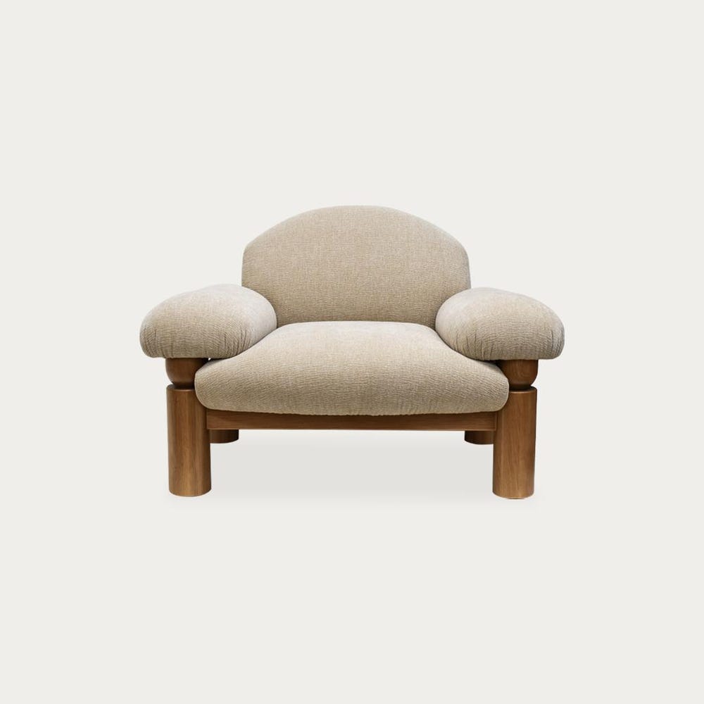 Memphis Style Armchair | Sculptural Lounge Chair with Solid Oak Legs | Modern 80s-Inspired Accent Chair | Natural Upholstery, No Assembly - Image 2