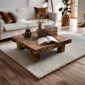 Solid Rustic wooden coffee table - Custom Handcrafted Farmhouse Small Live Edge Reclaimed and Barn Wood tables - Unique Design- Home Decor