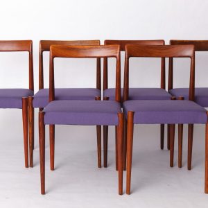 Set of 6 Vintage Rosewood Dining Chairs by Lübke, Germany, 1970s – Refurbished with Lilac Upholstery