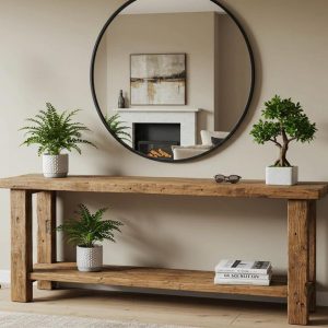 Entryway Bench, Rustic Reclaimed Wood, Handcrafted Solid Chestnut Wood, Farmhouse Hallway Shoe Rack Bench/Seating,Garden Plant Bench