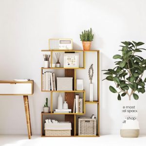 il_1000x1000.6827834483_e18x.jpg 6-Cube S-Shaped Bookshelf – 47" Freestanding Modern Geometric Bookcase with Anti-Tip Kit | 5-Tier Open Storage Display Shelf