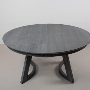 Extendable Round Table, Round Maple Dining Table with Leaves, Modern Dark Gray Table, 60" Round Dining Table Extending, Large Round Table