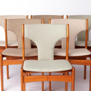 Vintage Set of 6 Danish Teak Dining Chairs – Erik Buch for Uldum | 1960s Mid-Century Modern Design