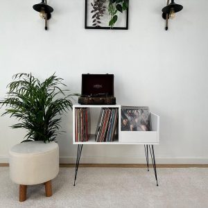MCM, Vinyl storage, Media stand, Turntable stand, Solid Wood Vinyl Record Storage, Mid Century Modern Record Player Table