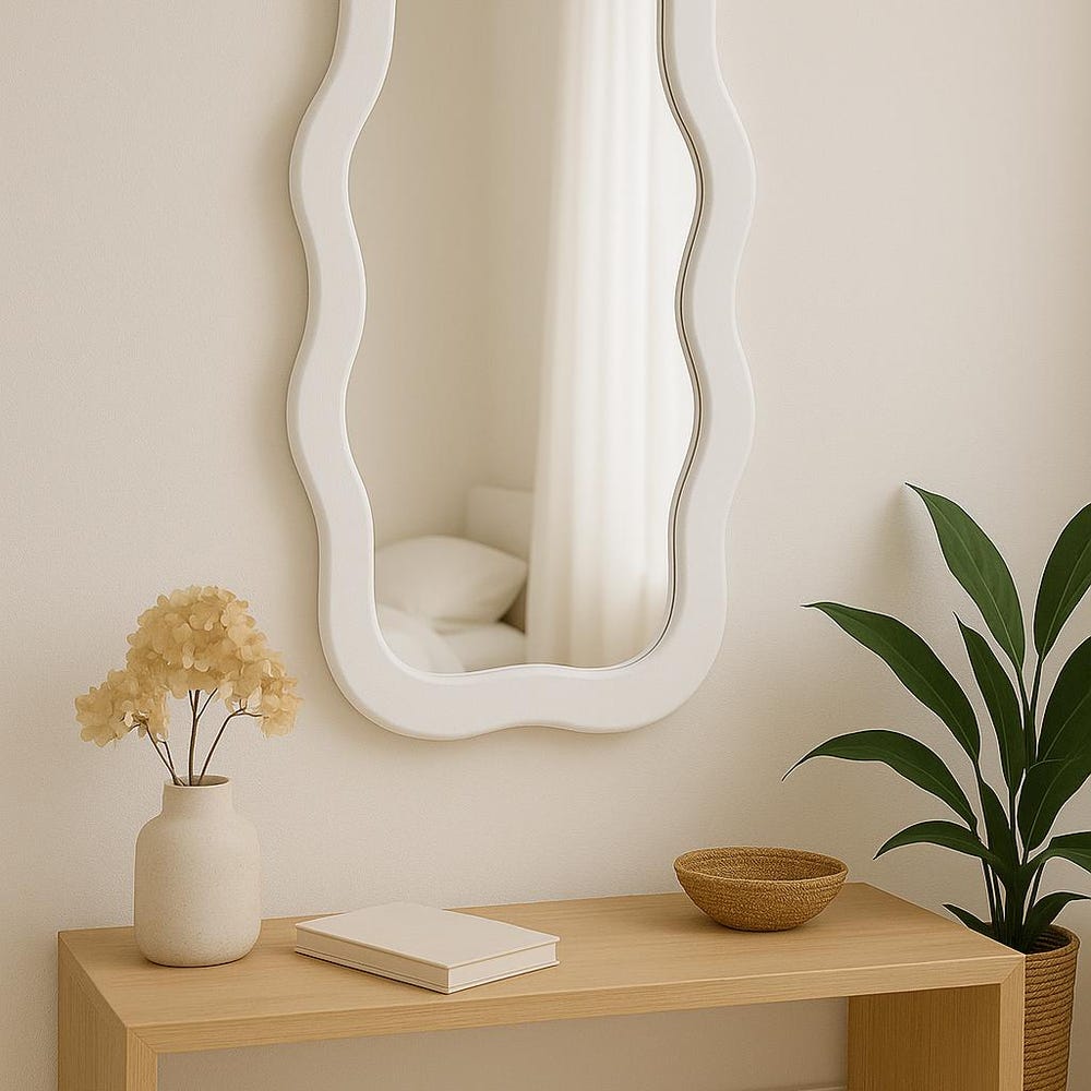 Organic Wavy Wooden Mirror Frame – Handmade Curvy Wall Mirror for Boho & Modern Decor - Image 2