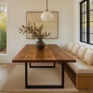 The Underhill Walnut Dining Table, Handcrafted Solid Wood Dining Table, Modern Style Kitchen Table