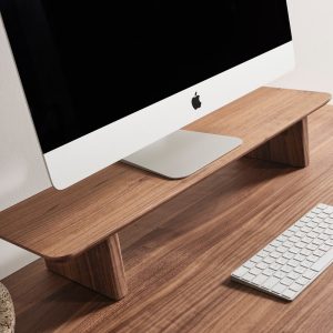 Custom 38 Inch American Walnut Monitor Stand, Wide Wooden Computer Riser, Solid Wood Desktop Shelf, Personalized Ergonomic Gift for Office