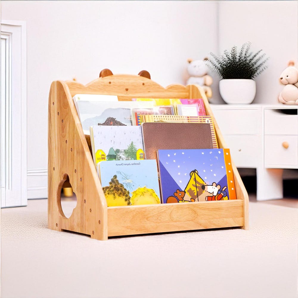 Montessori Bookshelf - Solid Wood Bookcase with Chalkboard & Storage, Kids Furniture, Toddler Bookshelf, Wooden Bookcase, Nursery Bookshelf - Image 3