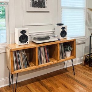 Record Console Player Antique Record Player Cabinet Lp Storage Cabinet Retro Turntable Cabinet Record Storage Furniture HandMade in Usa