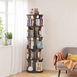il_1000x1000.6830462855_21xi.jpg 5-Tier Rotating Bookshelf – 360 Octagonal Floor Standing Bookcase | Modern Space-Saving Revolving Display Shelf for Bedroom, Living Room