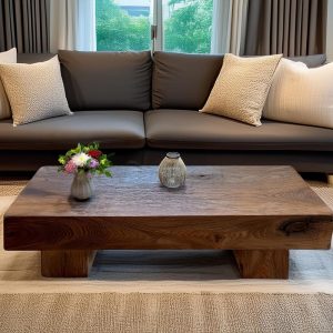 Wooden Rustic  handmade wooden coffee table live edge solid wood trestle farmhouse home decor furniture handcrafted rectangular end table