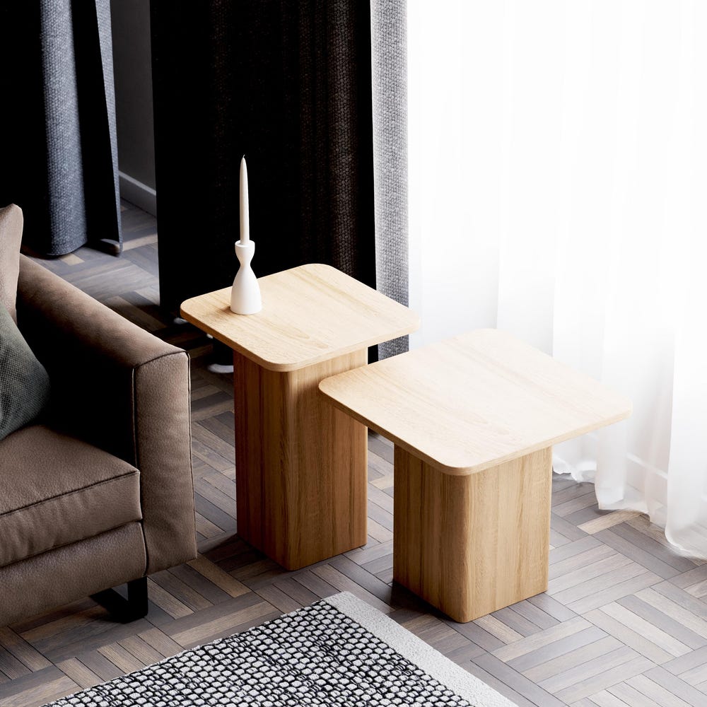 Modern Nesting Tables - Wooden Side End Table - Solid Oak Wood Table - Nesting Tables for Living Room - Set of End Side Tables - Image 4