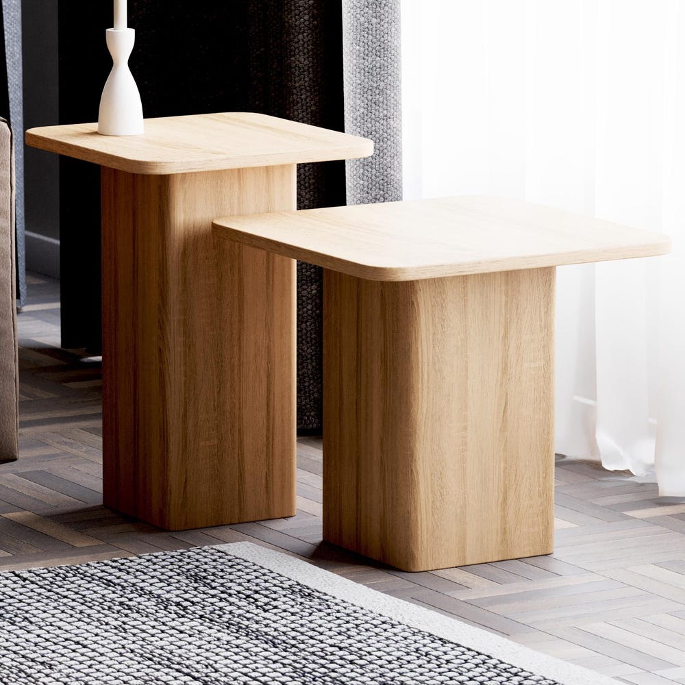 Modern Nesting Tables - Wooden Side End Table - Solid Oak Wood Table - Nesting Tables for Living Room - Set of End Side Tables
