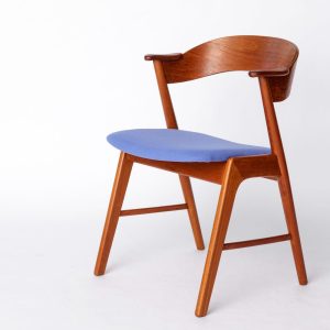 Teak Chair by Korup Stolefabrik – Danish Vintage, 1960s | Mid-Century Modern Blue Upholstered Accent Chair