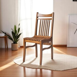 Solid Wood Dining Chair Handmade Rustic Modern Wooden Seat with Durable Eco-Friendly Finish & Comfortable Seating