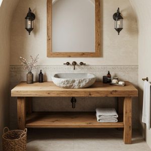 Handcrafted Bathroom Rustic Vanity with Reclaimed Wood, Unique Solid Farmhouse Decor for Your Bathroom Countertop Rustic Farmhouse Furniture