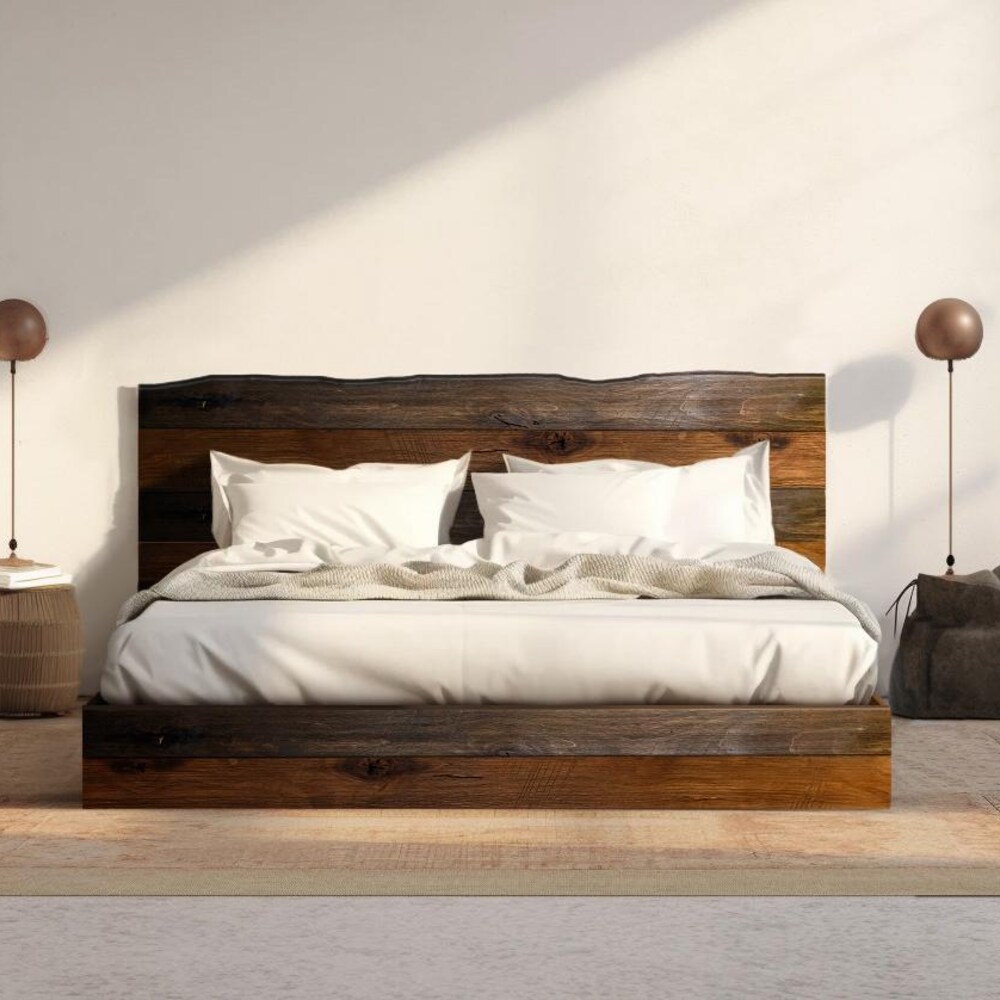 Live Edge River Bed - Quick Ship - Barnwood Reclaimed Aesthetic - Solid Wood - Platform Bed Frame & Headboard - Handmade in USA - Image 6