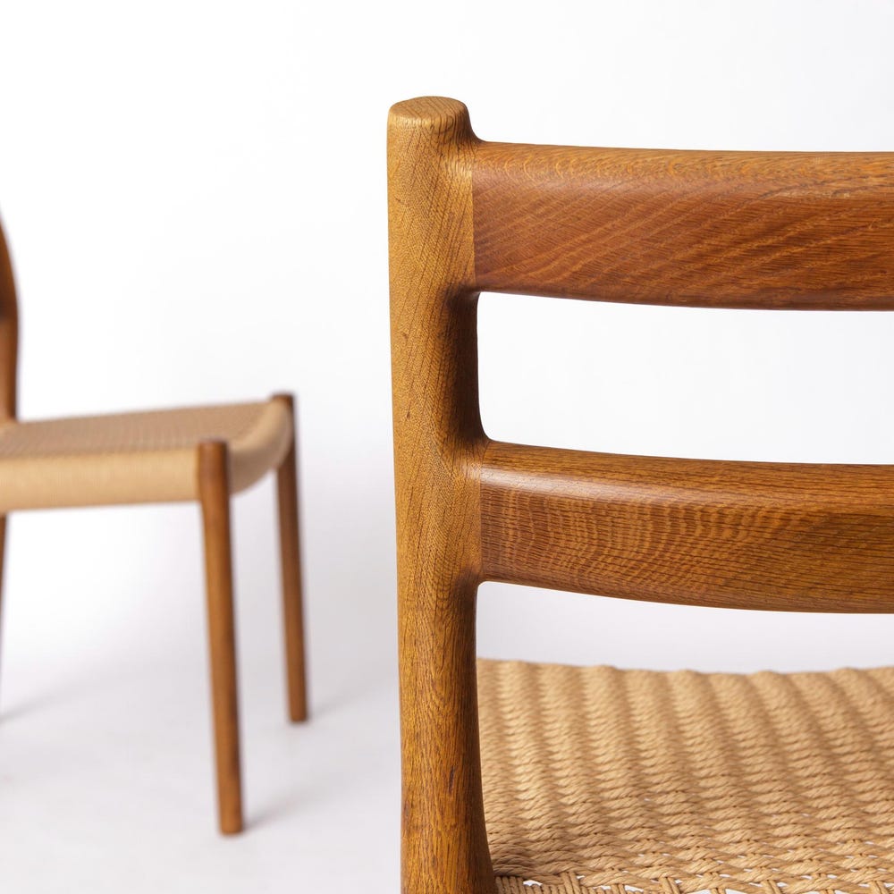 1 of 2 Vintage Niels Møller Model 84 Chair, Dyed Beech Wood – 1970s Danish Design, Danish Cord Seat - Image 5
