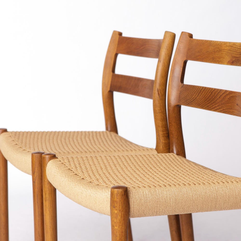 1 of 2 Vintage Niels Møller Model 84 Chair, Dyed Beech Wood – 1970s Danish Design, Danish Cord Seat - Image 7