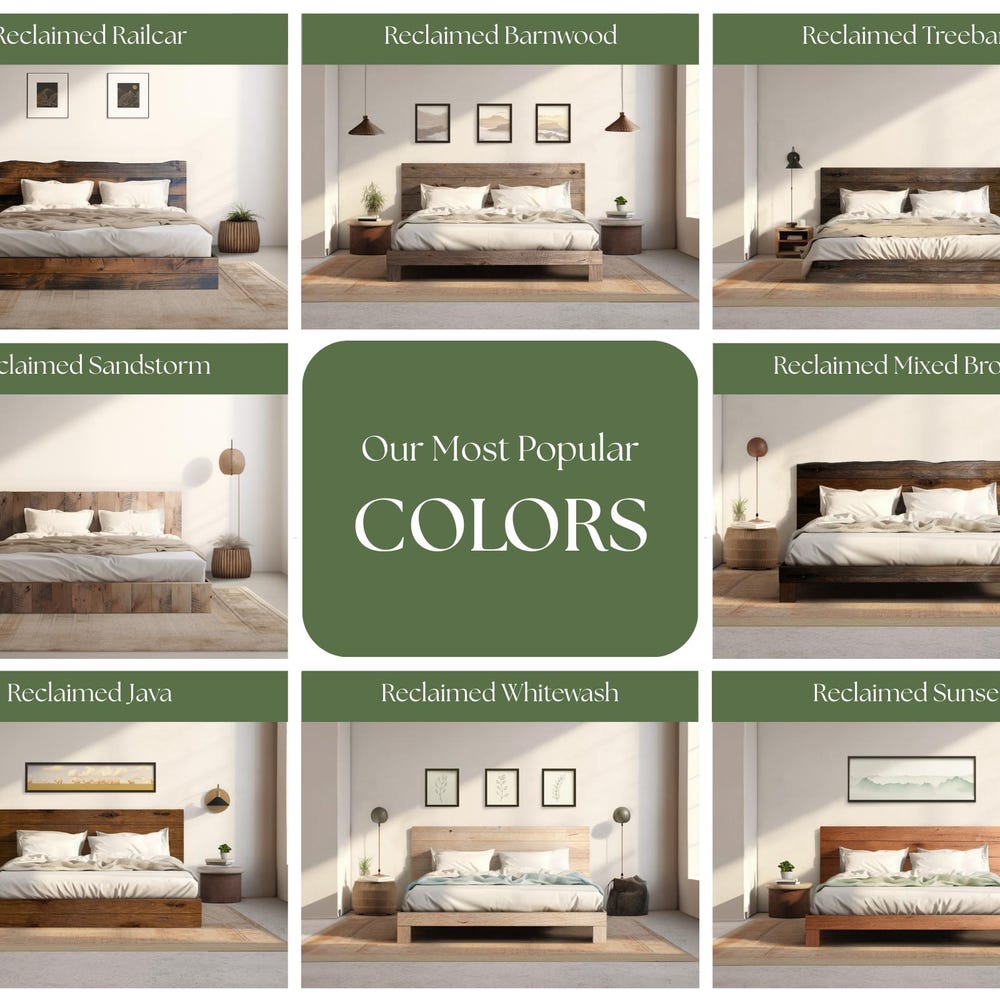 Sky Bed - Quick Ship - Barnwood Reclaimed Aesthetic - Modern Rustic - Solid Wood - Platform Bed Frame & Headboard - Handmade in USA - Image 7