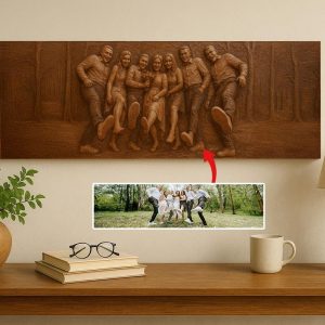 Personalized Embossed Wood Carving – Custom Portrait from Photo, Engraved Rustic Sign, Family Wall Gift