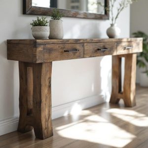 Wooden rustic console table handmade farmhouse dressuar custom size hallway entryway sofa mudroom table farmhouse solid wood foyer dresser