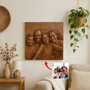 Custom Embossed Wood Sign – Hand Carved Portrait Art, Personalized Wall Decor for Home or Special Occasion
