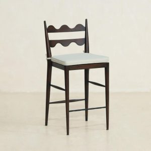 French Modern Wave Wooden Counter Stool