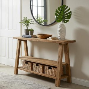Reclaimed Wood Console Table, Farmhouse Hallway Entryway Table Narrow, Customizable Handmade Sofa Table