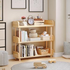 3-Tier Oak Bookshelf, Bookcase Solid Wood, Standing Bookcase, Barrister Bookcase, Mid Century Bookshelf, Wood Floating Shelf, Book Stand