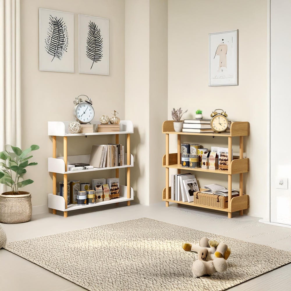 5-Tier Oak Bookcase, Solid Wood Bookcase, Lawyers Bookcase, Mid Century Bookcase, Floating Wood Shelf, Corner Wall Shelf, Floor Bookshelf - Image 8