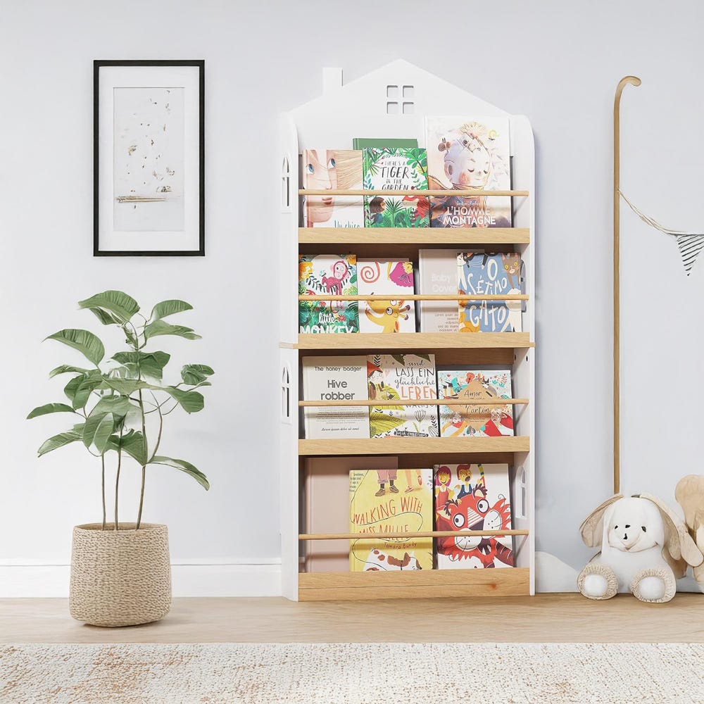 4-Tier Wall Mount Bookshelf, Montessori Bookshelf, Nursery Furniture, Book Display, Large Bookcase, Wood Floating Shelf, Montessori Shelf - Image 4