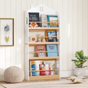 il_1000x1000.6841036619_2uo0.jpg 4-Tier Wall Mount Bookshelf, Montessori Bookshelf, Nursery Furniture, Book Display, Large Bookcase, Wood Floating Shelf, Montessori Shelf