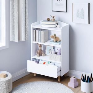 Kids Bookshelf With Storage and Drawer, Montessori Bookshelf, Toy Storage, Kids Furniture, Wooden Bookshelf, Wooden Bookcase, Toy Box