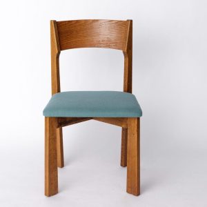 Vintage Oak Chair in the Style of Mauro Pasquinelli – Likely by Baumann, 1970s – Restored, Green Upholstery