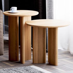 Modern Nesting Tables - End Round Side Table - Solid Wood Table - Small Nesting Tables for Living Room - Set of End Side Tables