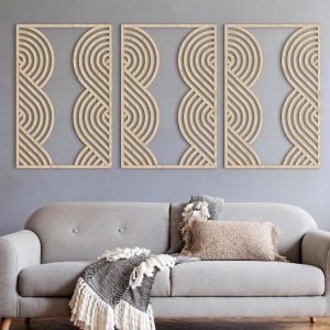 Wood Wall Art Set | Geometric Decor | Modern Wood Wall Art | Wall Wooden Art | Minimalist wall art | Living Room Decor | Abstract wall art