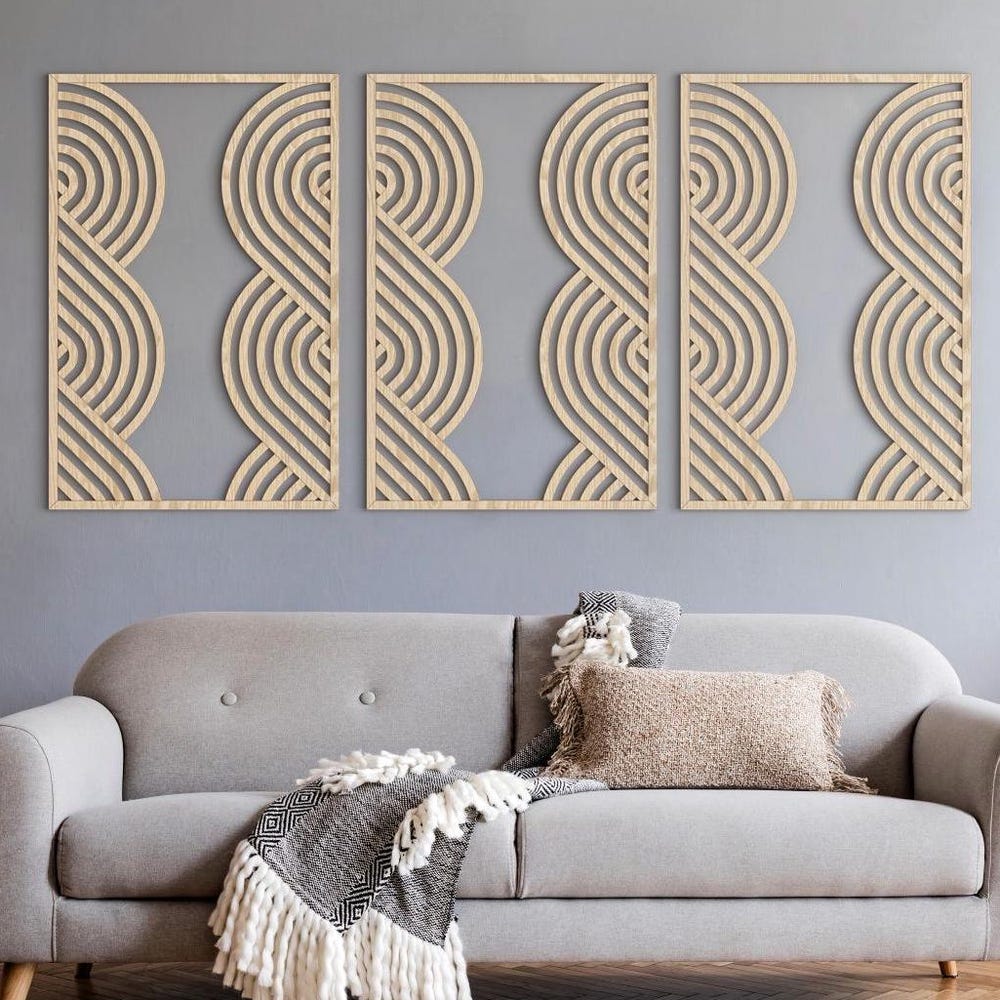 Wood Wall Art Set | Geometric Decor | Modern Wood Wall Art | Wall Wooden Art | Minimalist wall art | Living Room Decor | Abstract wall art