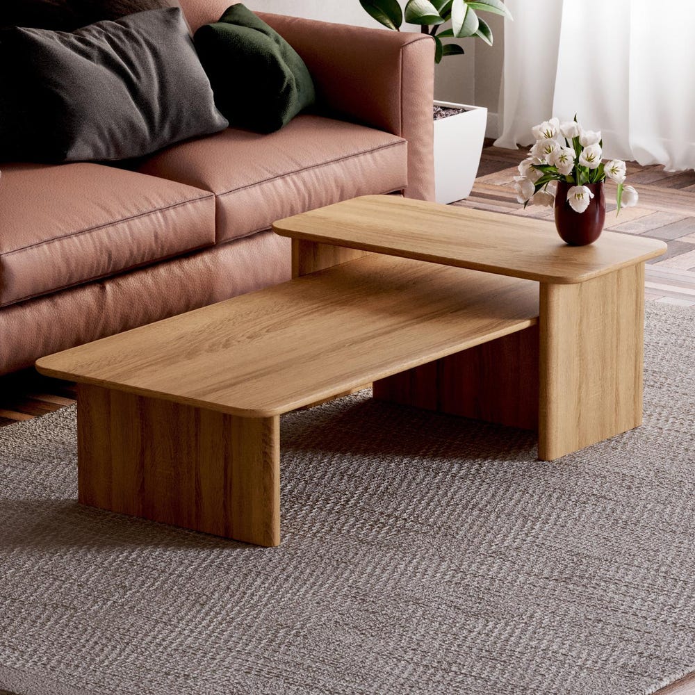 Nesting Coffee Tables - Modern Nesting Tables Set - Solid Oak Coffee Table - Minimalist Coffee Table - Wood Nesting Tables - Image 3