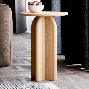 Minimalist End Table - Round Side Table - Solid Oak Wood Table - Wooden End/Side Table for Living Room - Set of End Side Tables