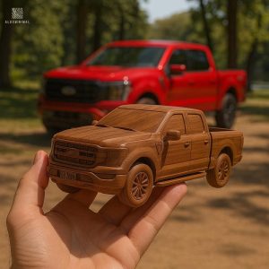 Custom Wooden Car Statue – Handmade Muscle Car Gift for Him, Personalized Wood Sculpture for Shelf or Office Decor