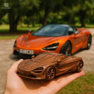 Personalized Wooden Car Sculpture – Cool Gift for Car Enthusiasts, Handcrafted Auto Model for Shelf or Table Decor