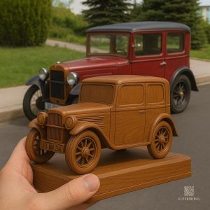 Wood Car Statue – Custom Muscle Car Sculpture for Men, Vintage Auto Model Gift for Dad or Boyfriend
