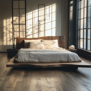 Platform Bed Frame, Solid Wood Platform Bed, Wooden Bed Frame, Wood Headboard, Low Bed Frame