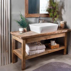 Solid Rustic Bathroom Vanity - Custom Handcrafted Farmhouse Small Live Edge Reclaimed and Barn Wood Vanities - Unique Design- Home Decor