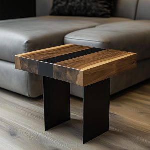 Walnut Side Table, Modern Side Table, Wooden End Table, Living Room Side Table, Side Table