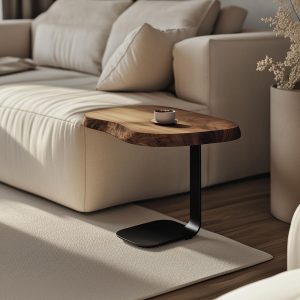 Walnut C Side Table, Wooden Side Table, Sofa Table, Walnut Side Table, Wooden C Side Table